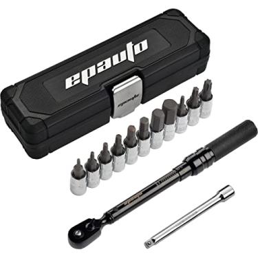 Imagem de EPAuto Ferramenta de bicicleta 1/4 polegada Drive Click Torque Wrench Set (2 a 20 Nm), Hex/Torx Bit Soquete Extensor Kit de Manutenção de Bicicleta, Preto