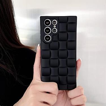 Imagem de Capa de telefone de luxo 3D de silicone macio fosco para Samsung S22 Ultra S21 Plus S22 Cubo de cor sólida tampa traseira, preto, para S21