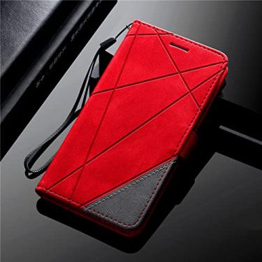 Imagem de Carteira de couro para Samsung Galaxy A52S A72 A42 A32 5G A22 4G M32 A12 A82 A13 A33 A53 A73 Flip Stand Phone Cover, vermelho, para A12 5G