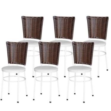 Imagem de Jogo 6 Cadeiras Para Cozinha Branca Hawai Cappuccino - Lamar Design