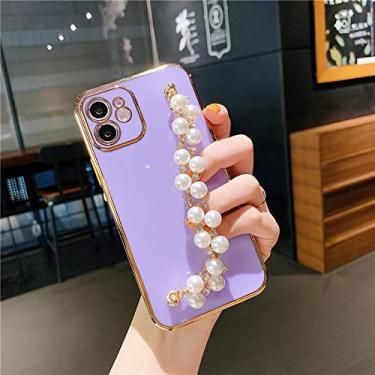 Imagem de Pulseira de pérolas capa macia para iphone 13 12 pro max 11 xs x xr 7 8 plus mini SE 2 glitter capa de silicone, h, para iphone 7 plus