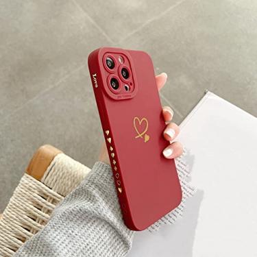Imagem de Capa de telefone de coração macio amor para iPhone 11 12 13 14 Pro Max XS Max XR 7 8 Plus SE 2020 Capa traseira de silicone à prova de choque, Claret, para iPhone 7plus