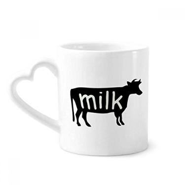Imagem de Caneca natural com contorno de vaca de animal preto caneca de café cerâmica copo de coração de vidro
