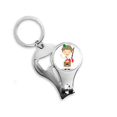 Imagem de Cortador de unhas vermelho verde Escócia desenho animado anel chaveiro abridor de garrafas