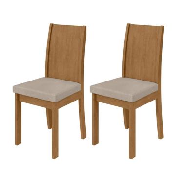 Imagem de Conjunto com 2 Cadeiras Athenas Veludo Creme e Amêndoa Clean