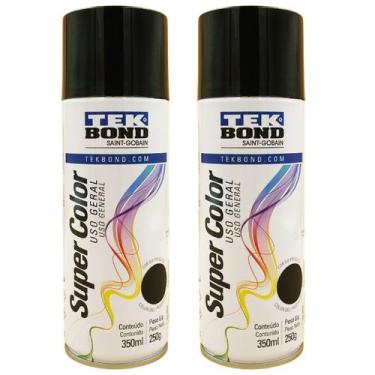 Imagem de Tinta Spray Super Color Uso Geral Preto Fosco 350ml 2 Un - Tekbond