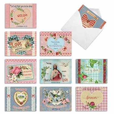 Imagem de The Best Card Company - 10 cartões de notas religiosas em branco para mulheres (10 x 13 cm) - Saudações da Bíblia e da Igreja, cartões sortidos a granel com envelopes - Notas Sagradas M6625OCB