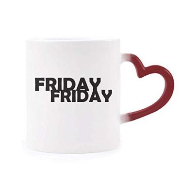 Imagem de Caneca estilosa com personagens de sexta-feira sensível ao calor Copo de grés que muda de cor vermelha