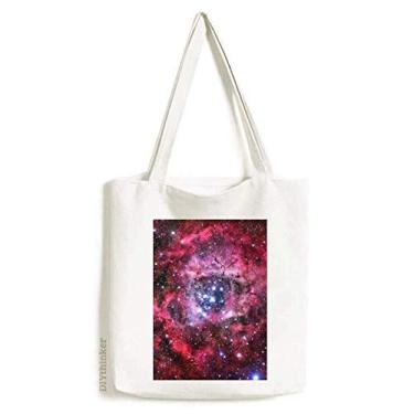 Imagem de Bolsa de lona com estampa de nebulosa rosa vermelha Monoceros Bolsa de compras casual