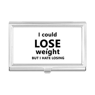 Imagem de Porta-cartão de visita preto inglês com citação de perda de peso