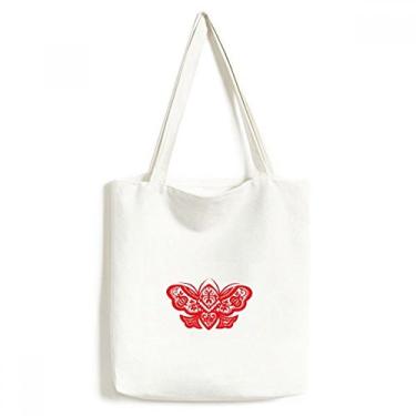 Imagem de Bolsa de lona vermelha tradicional chinesa de corte de papel sacola de compras casual