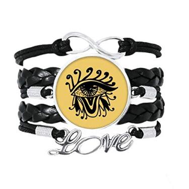 Imagem de OFFbb-USA Pulseira com olhos misteriosos com estampa de amor acessório de couro torcido para presente