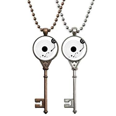 Imagem de OFFbb-USA Colar com ponteiro fonográfico para gravação de música, pingente, joias, decoração de casais