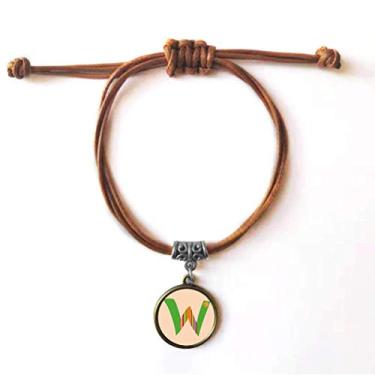 Imagem de DIYthinker W alfabeto laranja fruta linda pulseira pulseira couro corda escondida presente joia marrom