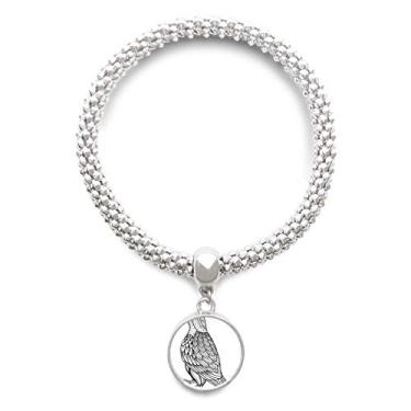 Imagem de DIYthinker Pulseira de prata longa com pingente e corrente ajustável com pintura de pássaro, linha voadora