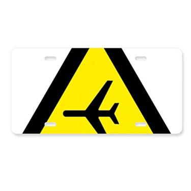 Imagem de DIYthinker Símbolo de aviso amarelo preto avião triângulo placa de carro decoração acessório de aço inoxidável