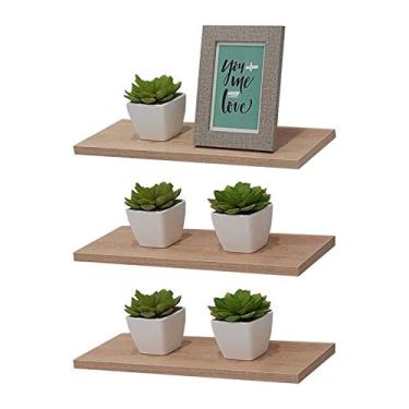 Imagem de Kit 3 Prateleiras 30 x 10cm Carvalho Suporte Invisível