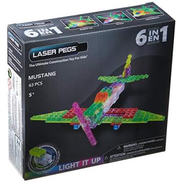 Imagem de Blocos de Montar ZippyDo Avião Mustang 6 em 1, Laser Pegs, Colorido