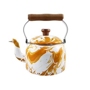 Imagem de Chaleira Tradicional 16 Esmaltada Marmorizada Laranja - 1800 ml - Ewel