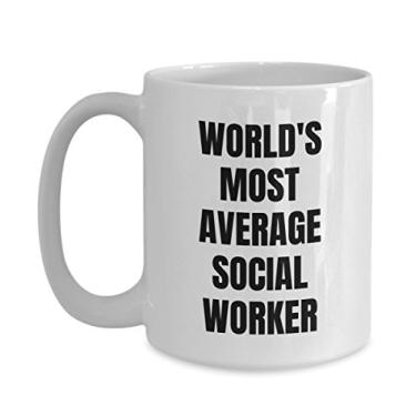Imagem de Caneca de assistente social - Xícara de café - Trabalhador social mais médio do mundo - Presentes de assistente social