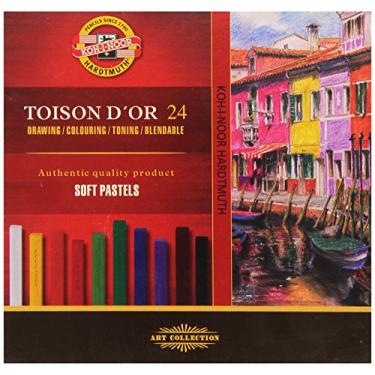 Imagem de Koh-I-Noor KOH-I-NOOR TOISON D'OR 8584 Lápis pastéis macios para artistas (pacote com 24), Bege, 8584024001KS