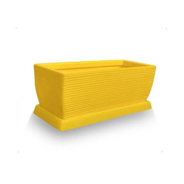 Imagem de Vaso De Planta Jardineira + Prato Polietileno 60X25 Amarelo