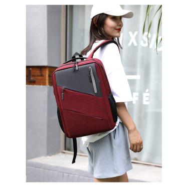 Imagem de Mochila Executiva Universitária Notebook 17`` Moderna Com Entrada Usb 30L Impermeável Resistente E Bolso Secreto VERMELHO 