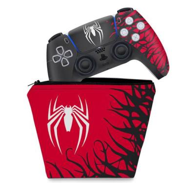 Imagem de Capa Case E Skin Compatível Ps5 Controle - Spider-Man Homem Aranha 2 E