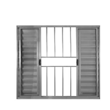 Imagem de Veneziana 6 Folhas de Correr C/Grade 1.00 X 1.00 Aluminio Brilhante Linha Modular - Hale