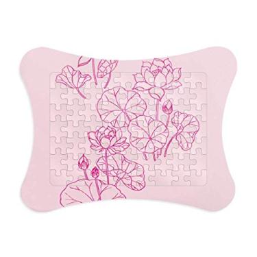 Imagem de Moldura de quebra-cabeça de planta de flor de lótus Folha de lótus Decoração de imagem