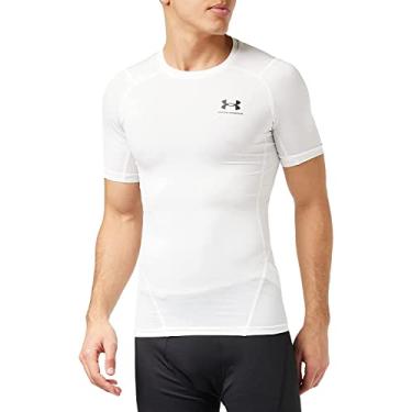 Imagem de Under Armour Camiseta masculina Armour Heatgear de manga curta de compressão, branca (100)/preta, 3GG