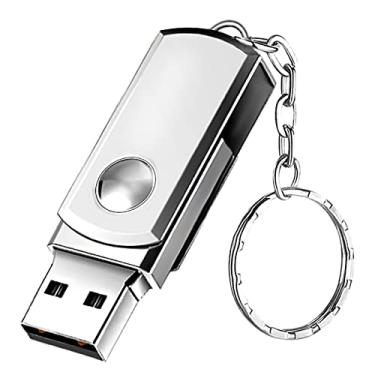 Imagem de Pen Drive, Hrich Pen Drive Mini 32GB com Chaveiro, Unidade Flash USB de Alta Velocidade USB 3.0, Para a Transferência de Músicas, Fotos, Documentos e Vídeos，USB Flash Drive (32GB Prata)