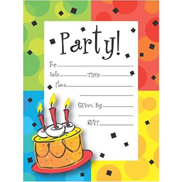 Imagem de Creative Converting Convites de cartão de festa de aniversário para celebração de bolo - 8 peças, multicolorido