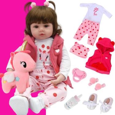 Boneca Reborn Bebe Reborn Menina 100% Silicone New Happy - Boneca