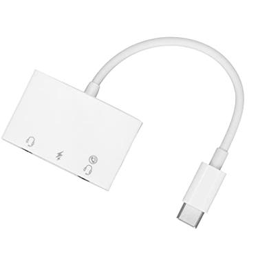Imagem de Adaptador de Entrada de Fone de Ouvido de 3,5 Mm 3 Em USB para C Transferência Adaptador de Fone de Ouvido de áudio AUX Duplo de 3,5 Mm Com Porta de Carregamento Rápido Type C