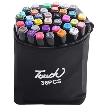 Imagem de Caneta Marcador Permanente Para Colorir Desenho 36 Cores Ponta Dupla, Profissional Artistico Canetinha Bag Desenho para Colorir Codifiicadas por Cores