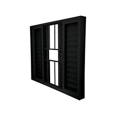 Imagem de Janela Veneziana Abertura Central Premium 6 Folhas Grade Vidro Liso 100x200cm Crv Portas e Janelas