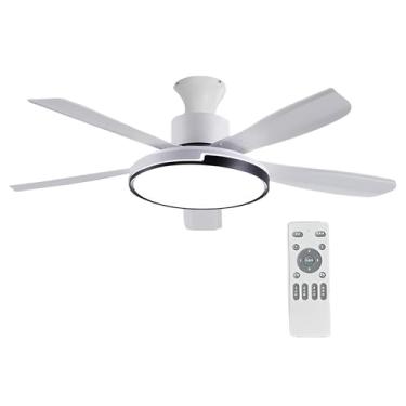 Imagem de Ventiladores De Teto Com Luzes, Ventiladores De Teto Silenciosos Com Controle Remoto, Luz De Ventilador De Teto Com Motor DC Reversível, Regulável (Color : Style 4, Size : 52in)