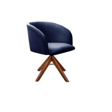 Imagem de Poltrona Decorativa Atenas Pé Giratório em Madeira Facilita Decor