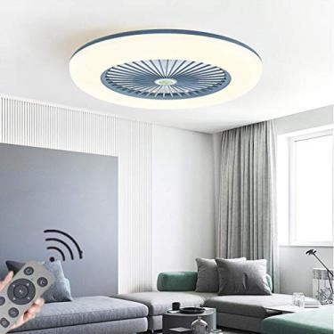 Imagem de Ventilador de luz de teto LED moderno nórdico regulável ventilador de teto ultrafino invisível 32W ventilador lustre velocidade do vento ajustável ultrassilencioso quarto ventilador de sala