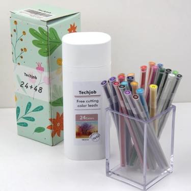 Imagem de Lapiseira colorida de 2,6 mm, 24 peças, com 48 peças extras de grafite colorido