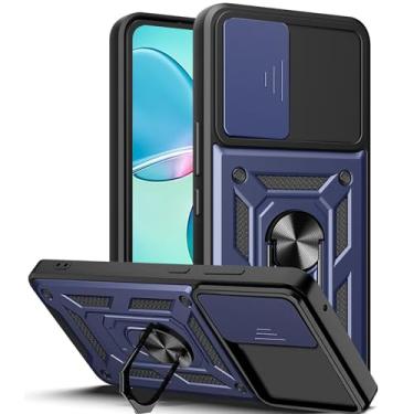 Imagem de Capa para Samsung Galaxy A55 5G con Tapa de Cámara deslizante, Militar Antigolpes Magnético Rotación Anillo Carcasa Galaxy A55, Resistente Protección Doble Capa Case Cover para Samsung A55 5G Azul