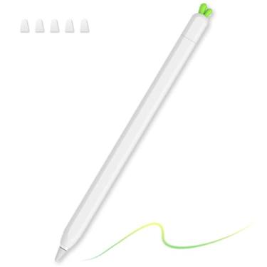 Imagem de Capa para Apple Pencil 2ª Geração Capa de Silicone Macio Design Cenoura Fofa Capa Protetora Acessórios Compatível com Apple Pencil 2ª Geração (Branco)