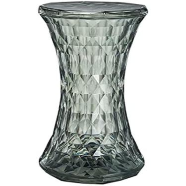 Imagem de Banqueta de acrílico transparente, mesa lateral pequena com função de armazenamento, banco de chuveiro de banheiro, cinza