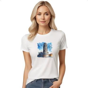 Imagem de Camiseta Baby Look Torre De Pizza Watercolor - Alearts