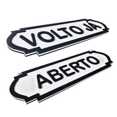 Imagem de Placa Aberto Volto Já Decorativa Com Corrente E Ventosa Para Lojas