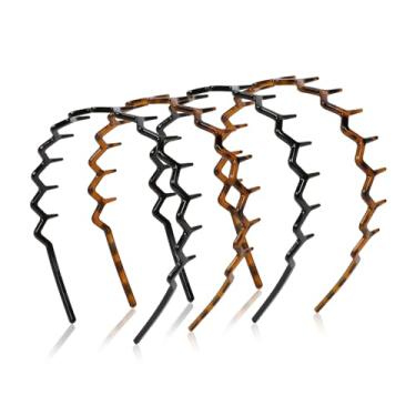 Imagem de WOVOWOVO Faixas de cabelo em ziguezague em ziguezague para mulheres adolescentes e homens, faixas de cabelo de plástico com dentes finas em ziguezague para cabelo feminino, acessórios de pente preto