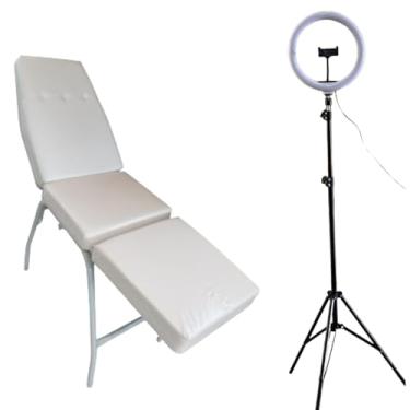 Imagem de HENVIFER, Kit maca tres Posições Branca estética Depilação+ Ring Light