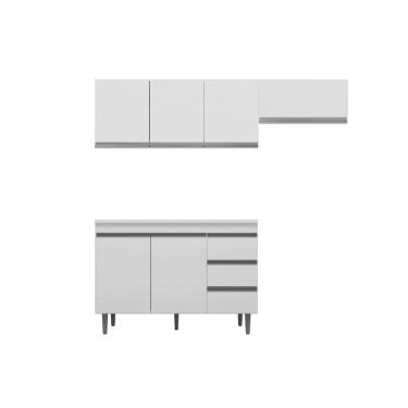 Imagem de Cozinha Pequena Andreia 180 cm Balcão Armário Aéreo Bco - AJL Móveis