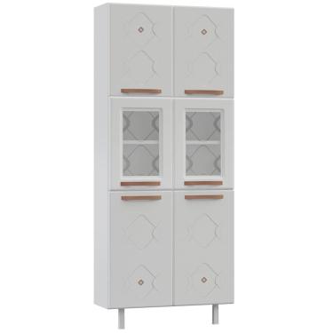 Imagem de Paneleiro Duplo Aço com Vidro Mirage New 6 Portas Branco - Telasul